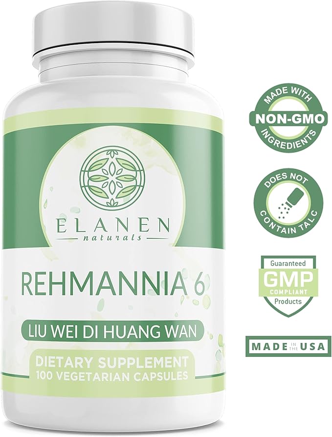 Elanen Naturals Liu Wei Di Huang Wan Rehmannia 6 Six Flavor Rehmannia 100 Vegetable Capsules