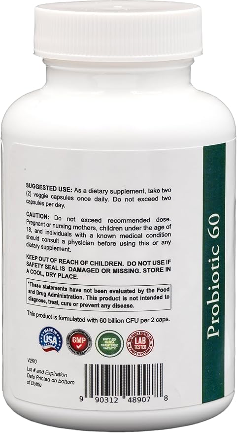 Dr's Nature &amp Nutrition Probiotic 60 Billion CFU with Clinically Studied Strains for Digestive &amp Immune Support - 60 Veggie Capsules