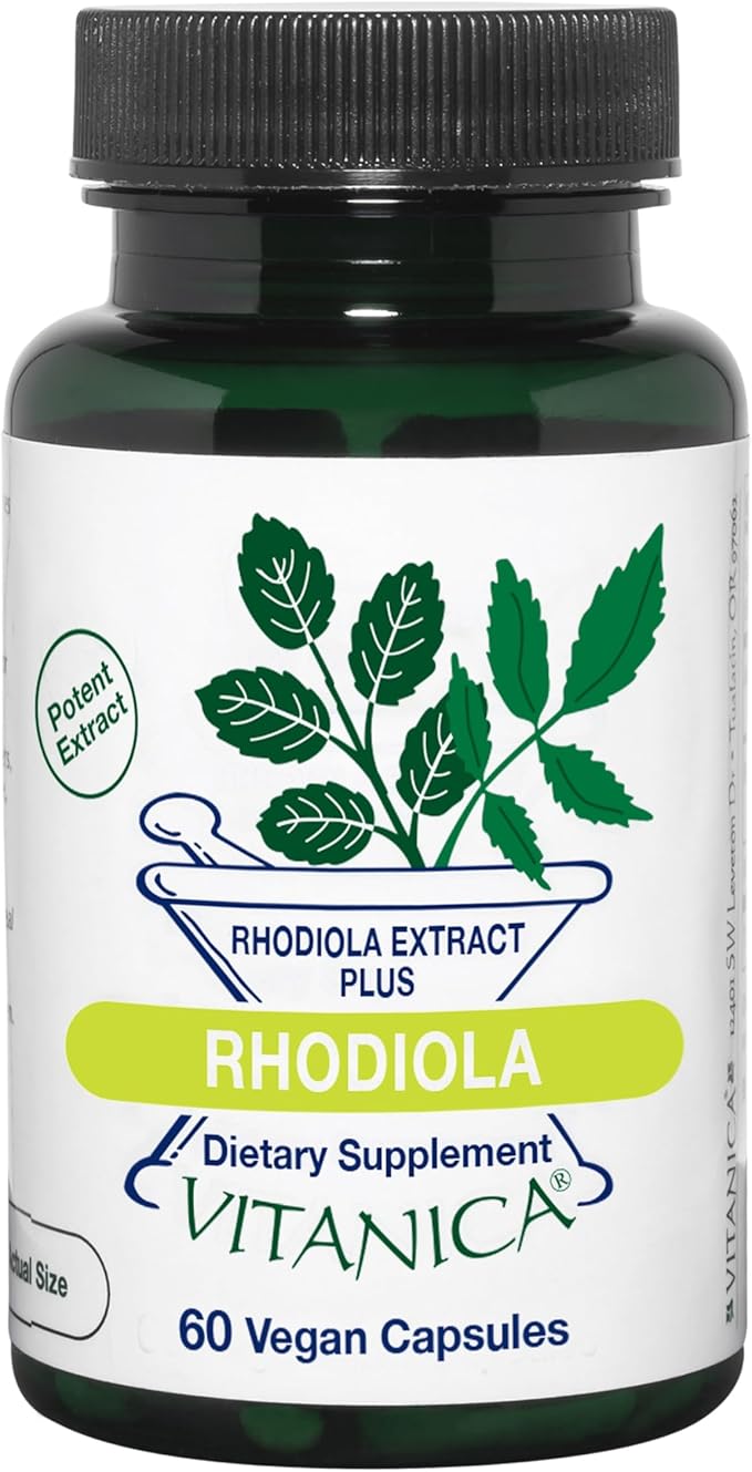 Vitanica Rhodiola Rosea Root Extract 200mg Dr. Formulated 3% Rosavins &amp 1% Salidroside Rhodiola Root 85mg Vegan 60 Capsules