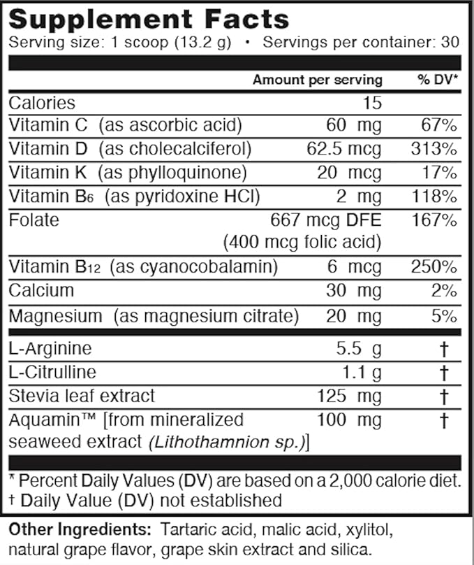 L-ARGININE PRO 3-Pack Grape Raspberry &amp Orange Jars | Blood Flow | Pre-Workout Drink | Vitamins C B6 B12 K &amp More
