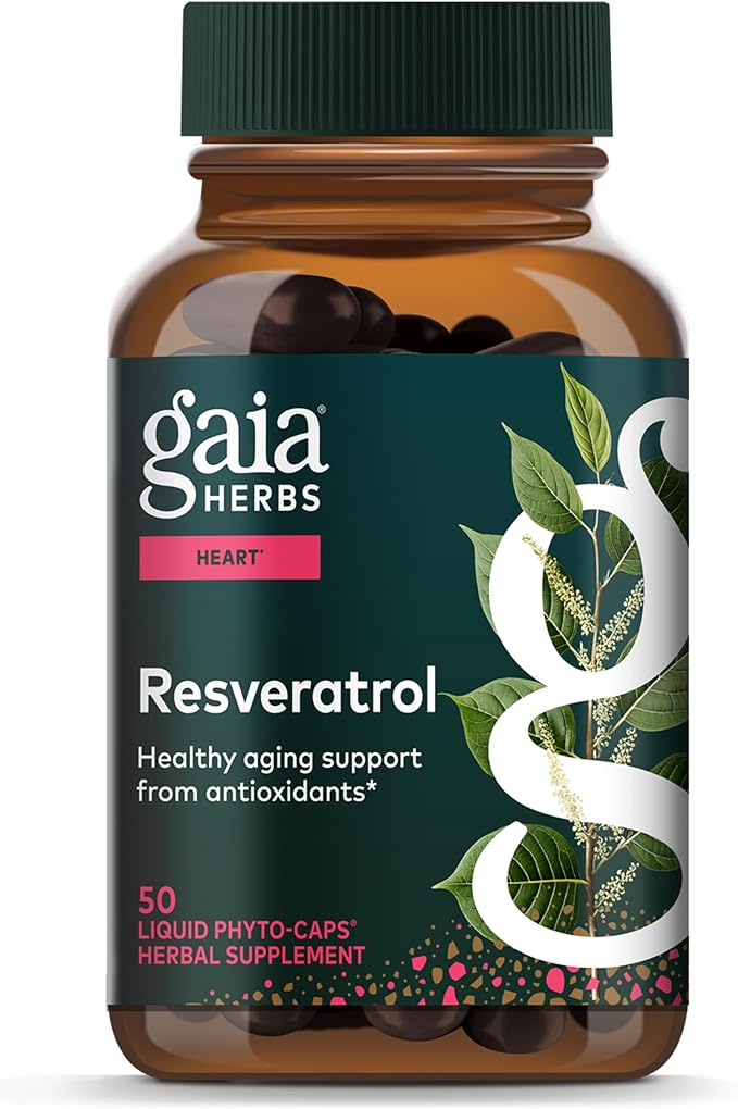 Gaia Herbs Resveratrol - Beauty &amp Radiance Antioxidant Support Supplement* - Made with Japanese Knotweed - Contains 150 mg Trans-Resveratrol per Serving - 50 Liquid Phyto-Capsules (25 Servings)