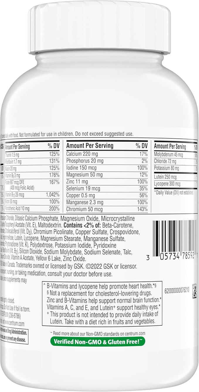 Centrum Minis Silver Multivitamin for Adults 50 Plus Multimineral Supplement Vitamin D3 B-Vitamins Gluten Free Non-GMO Ingredients Supports Memory and Cognition in Older Adults - 320 Ct