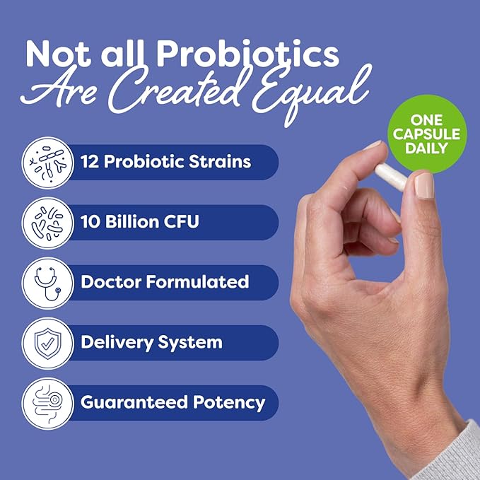 Probulin Daily Care Probiotic Supplement Digestive Gut and Immune Health Support Capsules for Men and Women 10 Billion CFU Vegan 60 Count Bottle