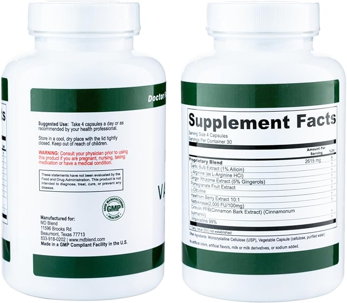 Neuropathy + Vascular Supplement Bundle Nerve &amp Circulation Wellness Formula with Alpha Lipoic Acid Acetyl L-Carnitine Garlic &amp L-Arginine Nerve Support &amp Nitric Oxide Circulation Caps