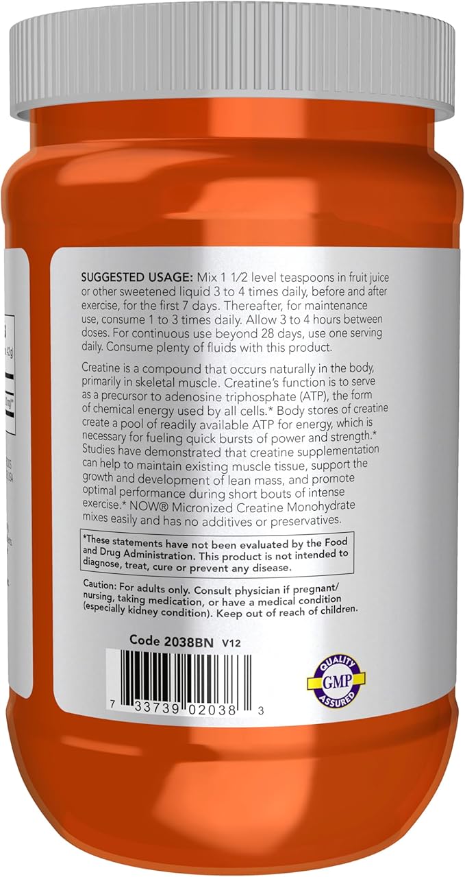 NOW Foods Sports Nutrition Micronized Creatine Powder 500 g Mass Building*/Energy Production* 1.1-Pound
