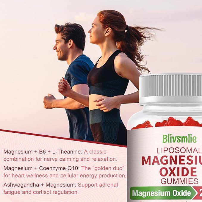 2 Pack Liposomal Magnesium Oxide Gummies 2000mg Complex AshwagandhaCoQ10 L-Theanine L-5-MTHF Methyl B12 Zinc for Sleep &amp EnergyStress ReliefHeart HealthNeuro Support