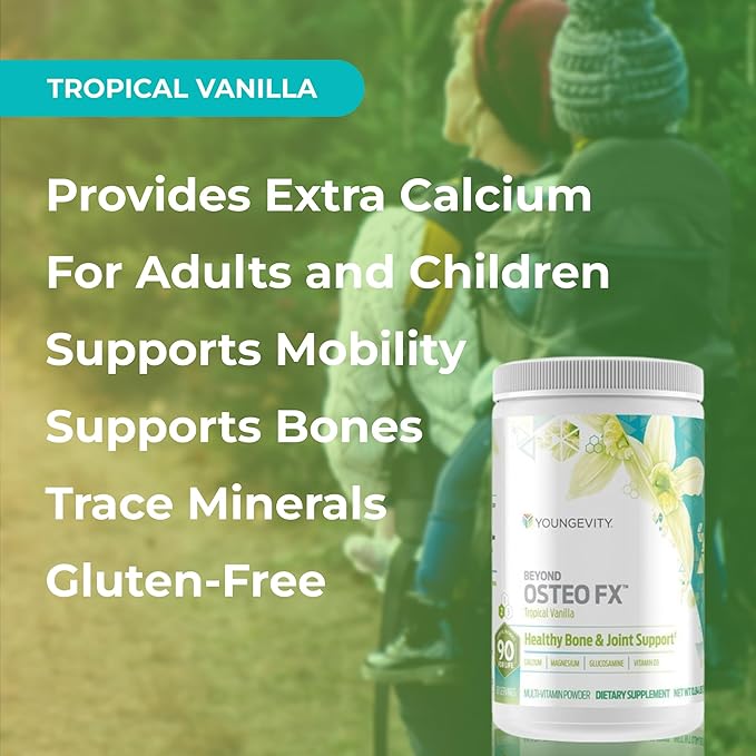Youngevity Beyond Osteo-FX™ Powder – 1200 mg with Vitamin D3 Tri-Calcium Phosphate Magnesium and Zinc – Calcium Citrate Supplement for Women &amp Men – Non-GMO Gluten-Free – Tropical Vanilla