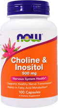 NOW Foods 3 Pack Choline &amp Inositol 500 mg 100 Capsules