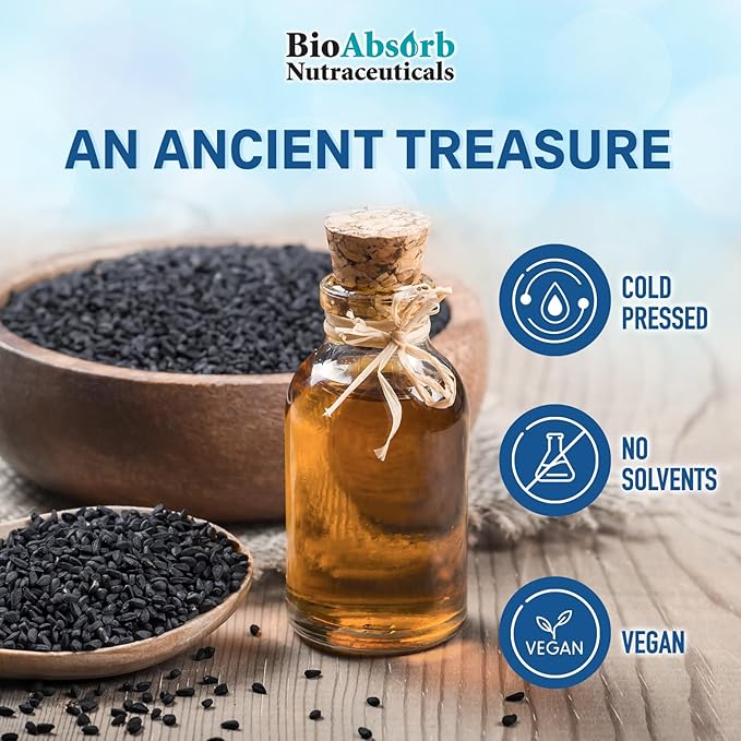 Bio Absorb Black Seed Oil Capsules 82-Day Supply Cold Pressed Pure Black Cumin Seed Oil (Nigella Sativa) (330 softgels 500mg)