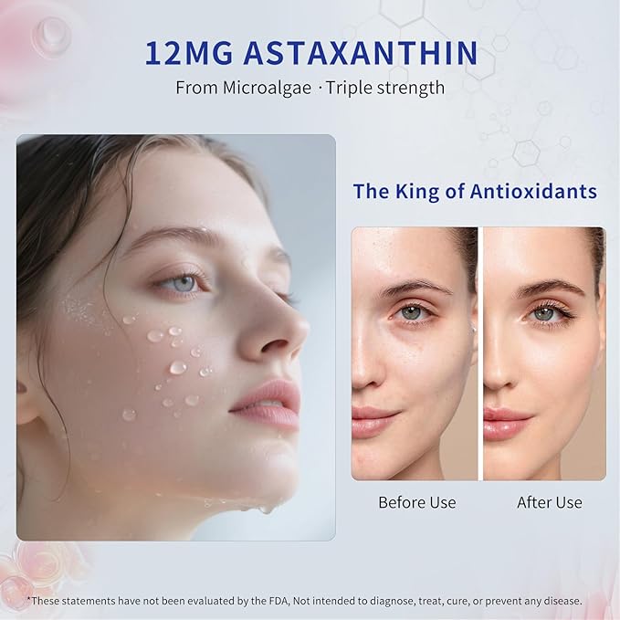 Astaxanthin 12mg Supplements 120 Softgel Max Strength Astaxanthin Antioxidant Supplements Form Fresh Microalgae 4 Month Supply Supports Eye Skin Joint Brain Heart &amp Immune System Health2