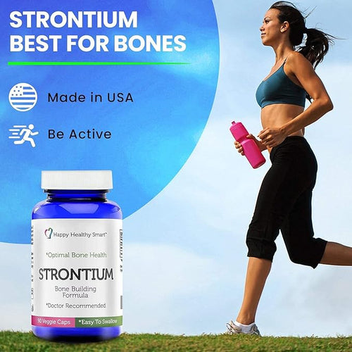 #1 Strontium Bone Healthy Supplement Recommended By Doctors Worldwide 90 Easy To Swallow Veggie Caps Made In The USA