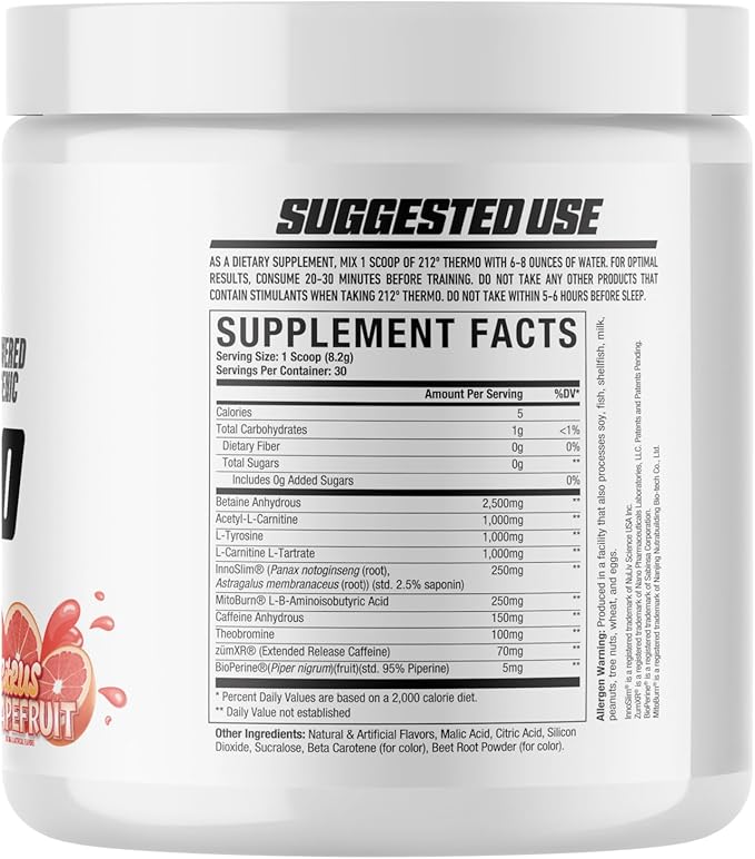 Axe &amp Sledge 212º Thermo Weight Management Powder | 200mg Caffeine | Energy Focus &amp Appetite Control | Advanced Metabolism Booster | Men &amp Women | 30 Servings Citrus Grapefruit