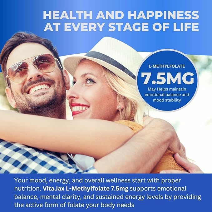 L Methylfolate 7.5 mg | 120 Caps | Value Pack | Max Potency | Active Folate | Gluten Free | Methyl Folate 5-MTHF | No Filler Doctor Designed and Formulated
