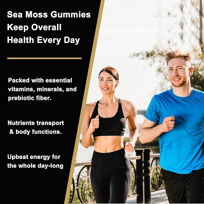 Sea Moss Gummies with Black Seed Oil Ashwagandha Ginger Irish Sea Moss for Immune &amp Energy Support Mixed Berry Flavor Vegan 60 Count