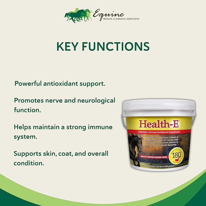 Vitamin E Supplement for Horses High-Potency dl-Alpha Tocopherol Powder Supports Immune Muscle Skin and Nerve Wellness Low Sugar Starch and Fructans (180 Servings)