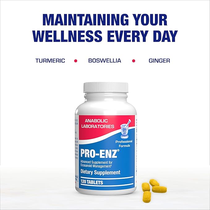 Pro ENZ Joint Support Supplement - Clinical Formula Turmeric Boswellia Supplement for Joint &amp Cartilage Mobility and Comfort Support Plus Eicosanoid Management with Proteolytic Enzymes (120 Servin
