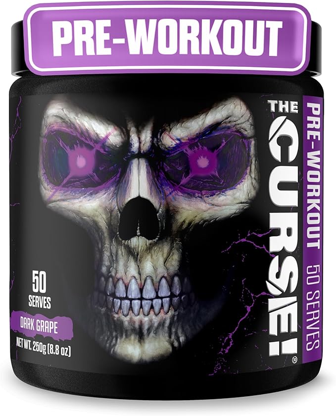 JNX SPORTS The Curse! Dark Grape Pre Workout Powder with Creatine – Extreme Energy Preworkout for Men &amp Women – 50 Servings – L Citrulline Beta Alanine &amp Caffeine for Pump Strength &amp Foc