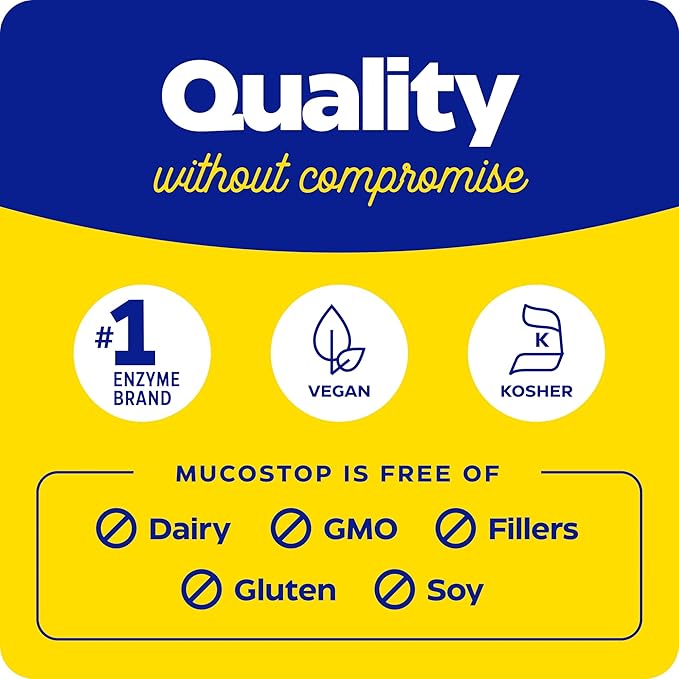 Enzymedica MucoStop Natural Enzyme Supplement Relieves Seasonal or Occasional Congestion Supports Easy Breathing 48 Count