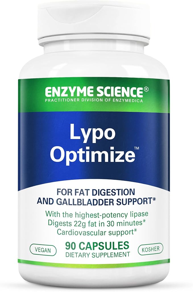 Enzyme Science Lypo Optimize - Lipase Digestive Enzyme Supplement - Enzimas Digestivas - Vegan and Kosher - 90 Capsules