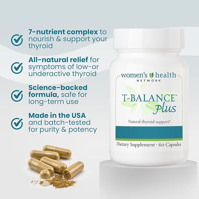 T-Balance Plus: Natural Thyroid Support for Women &amp Men with Underactive Thyroid - Thyroid Supplement with Iodine Selenium Ashwagandha &amp 5 Herbal Extracts - 60 Capsules (30 Days Supply)