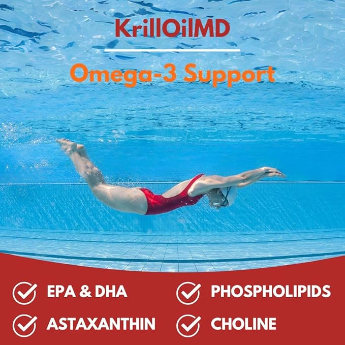 ScimeraMD® KrillOilMD Antarctic Krill Oil Omega 3 DHA EPA Supplement with Astaxanthin for Heart Brain and Joint Support 60 CT