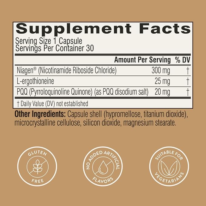 Swisse NAD+ Pro Anti-Aging | Featuring Clinically Proven 300mg Niagen® | L-Ergothioneine &amp PQQ | Supports Beauty Longevity &amp Vitality | 30 Capsules