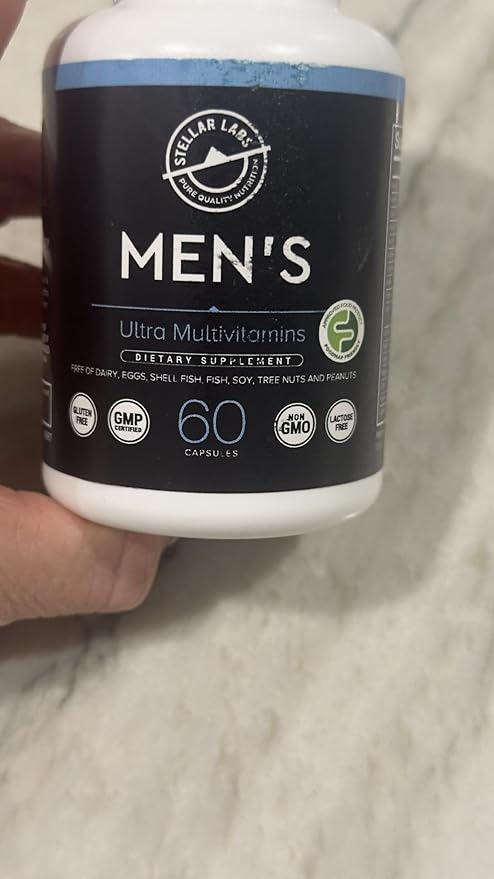 Stellar Labs Men's Low FODMAP Vegan Daily Multivitamin No Iron | Easy On Sensitive Stomachs Easy to Swallow Vitamins | Immune Support Antioxidant Energy Blend Male Support | IBS Friendly Capsules