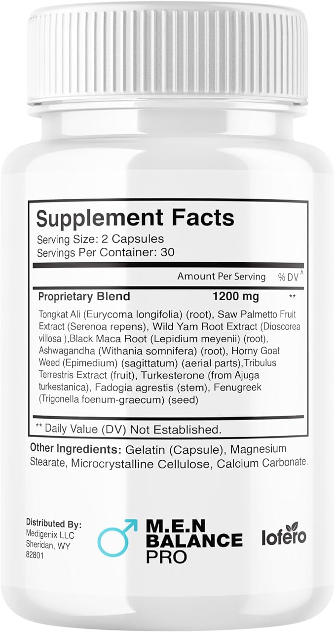 MEN Balance Pro Capsules M.E.N Max Triple Action Formula Capsulas Pills Mens Multivitamins Premium Natural Advanced Maximum Strength Pastillas Health Wellness Supplement Support Reviews (60 capsules)