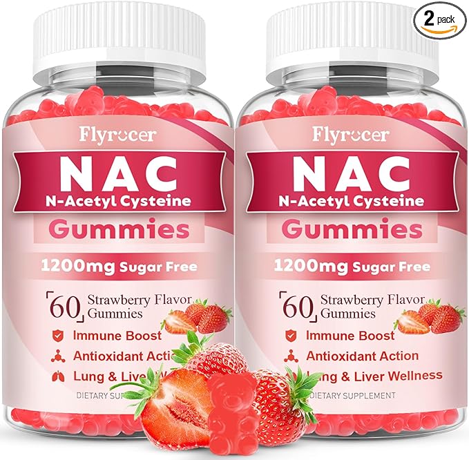 NAC Gummies N Acetyl Cysteine Supplement for Adults and Kids NAC Chewable Support Liver Health Antioxidants &amp Immune System Sugar-Free Strawberry Flavor 120 Count