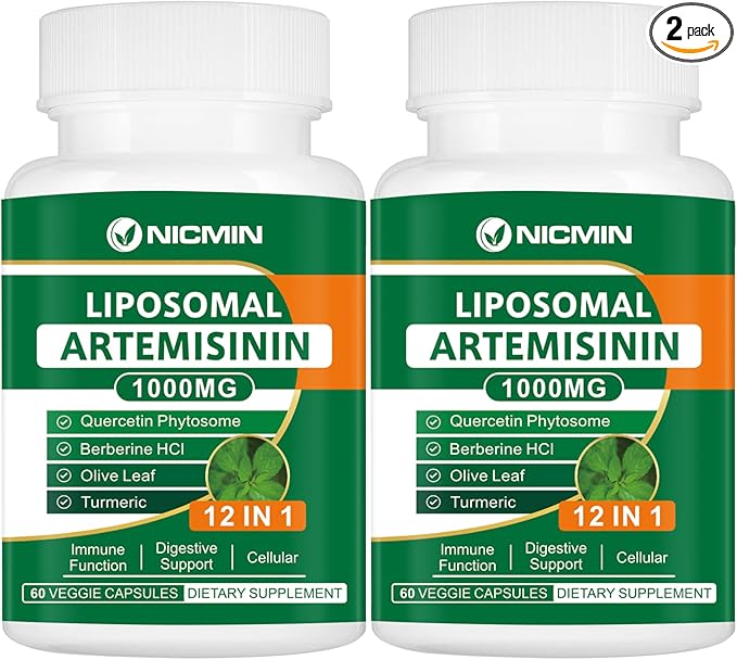 Liposomal Artemisinin Supplement 1000mg Sweet Wormwood Extract with 200mg Quercetin Phytosome Maximum Absorption for Antioxidant 120 Capsules