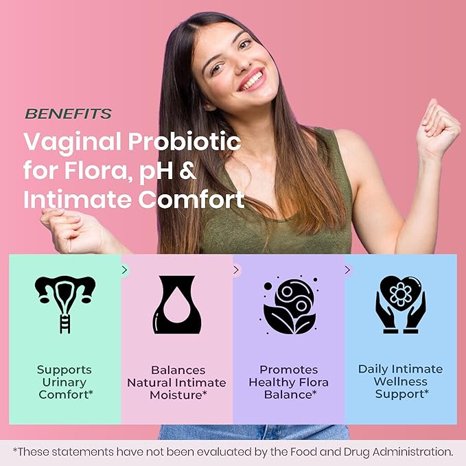 Women’s Vaginal Microflora Probiotic Complex | Everyday Freshness &amp Comfort Formula | 12-in-1 Blend with Cranberry D-Mannose &amp Hibiscus | Third-Party Tested cGMP Facility Vegan Non-GMO 60