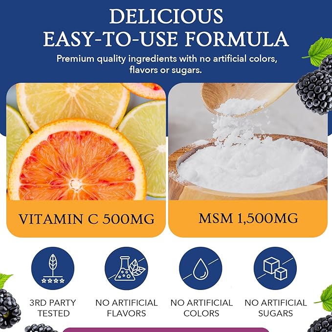 Twig &amp Leaf MSM + Vitamin C Powder – MSM Powder for Hair Growth Nails &amp Joint Support – MSM Powder Supplement - Non-GMO Gluten Free – 30 Servings - 7.9 oz