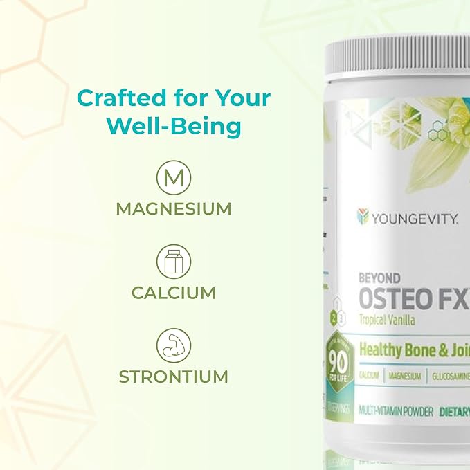 Youngevity Beyond Osteo-FX™ Powder – 1200 mg with Vitamin D3 Tri-Calcium Phosphate Magnesium and Zinc – Calcium Citrate Supplement for Women &amp Men – Non-GMO Gluten-Free – Tropical Vanilla