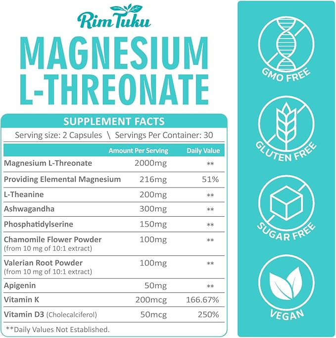 Magnesium L-Threonate 2000mg | 10-in-1 Supplement for Brain Health &amp Cognitive Support | High-Absorption Magnesium Threonate Capsules 180 Count
