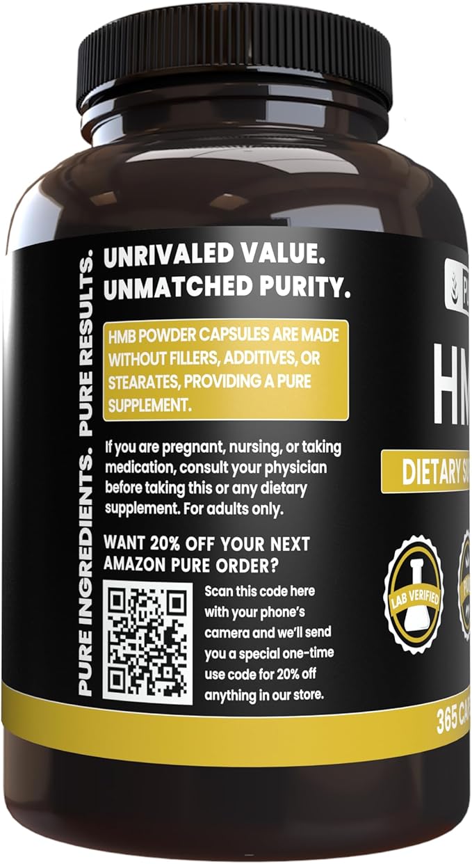 Pure Original Ingredients HMB (365 Capsules) No Magnesium Or Rice Fillers Always Pure Lab Verified