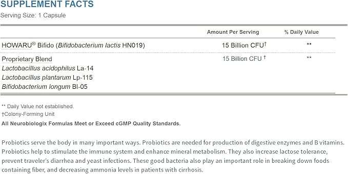 Neurobiologix Probiotic Boost Daily 30 Billion CFU Probiotics for Women &amp Men 4-Strain Formula with Lactobacillus &amp Bifidobacterium Supports Digestive Health &amp Regularity Gluten Free