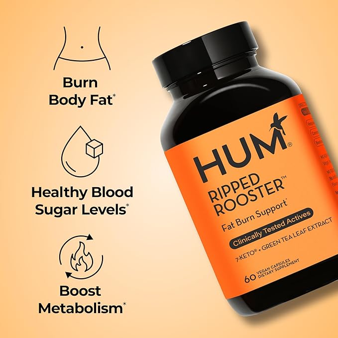 HUM Ripped Rooster Natural Green Tea Extract Capsules with Chromium 7 Keto DHEA Gluten Free Vegan Green Tea Supplement to Support Cravings Healthy Diet &amp Management 60 Count