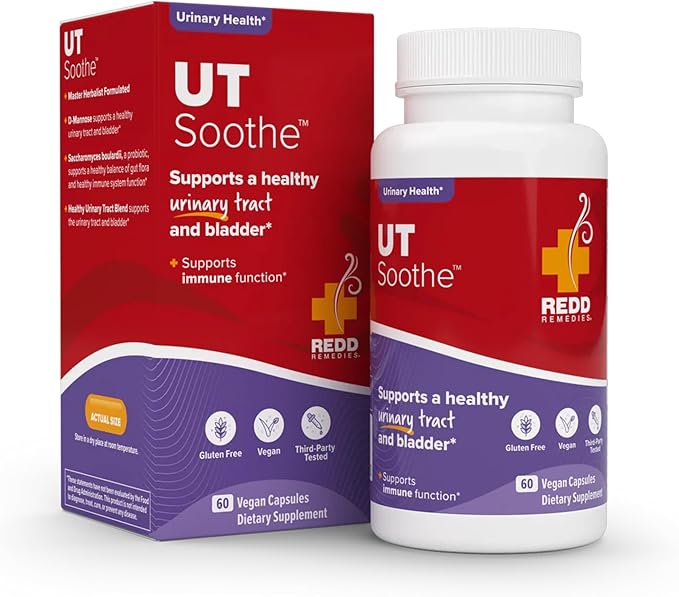 Redd Remedies UT Soothe with Probiotics Promotes Overall Urinary Tract and Bladder Health 60 Vegetarian Capsules