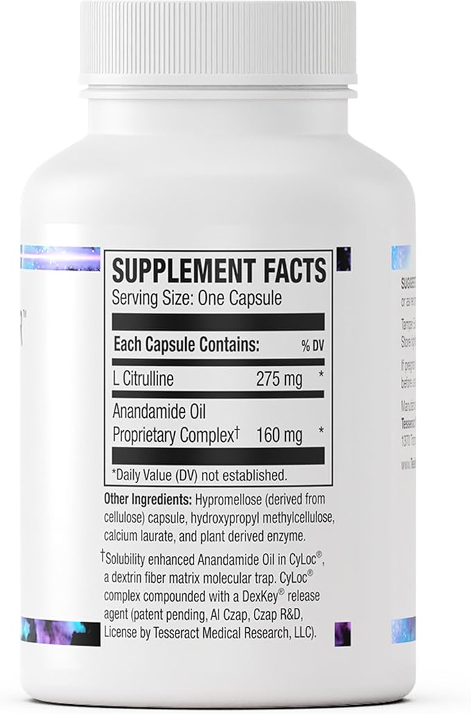 Tesseract Medical Research AnaQuell QR Stress Relief &amp Mood Support Supplement Quick Release L Citrulline &amp Anandamide Helps Manage Anxiousness 90 V-Caps