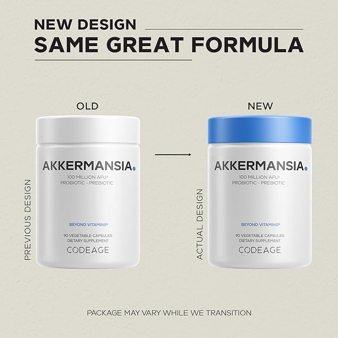 Codeage Akkermansia Muciniphila Probiotic Supplement - 3-Month Supply of Akkermansia &amp Chicory Inulin - Daily Synbiotic Probiotic Chicory Root - 100 Million AFUs - Gluten-Free - 90 Capsules
