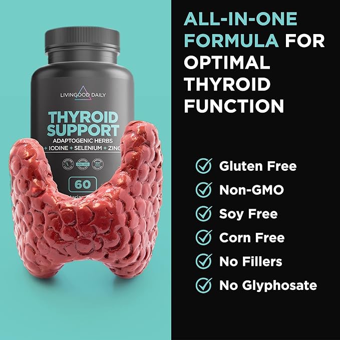 Livingood Daily Thyroid Support Bundle - Complete Thyroid Supplement Plus Adrenal and Cortisol Support