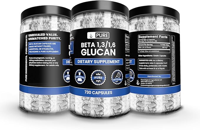Pure Original Ingredients Beta Glucan 13/16 (730 Count) No Magnesium Or Rice Fillers Always Pure