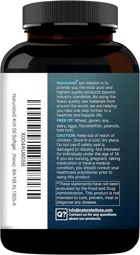 NatureBell Antarctic Krill Oil 2000mg Supplement 240 Softgels 3X Strength Natural Source of Omega-3s EPA 240mg + DHA 160mg + Astaxanthin 800mcg – No Fishy Aftertaste – Mercury Free &amp Non-GMO