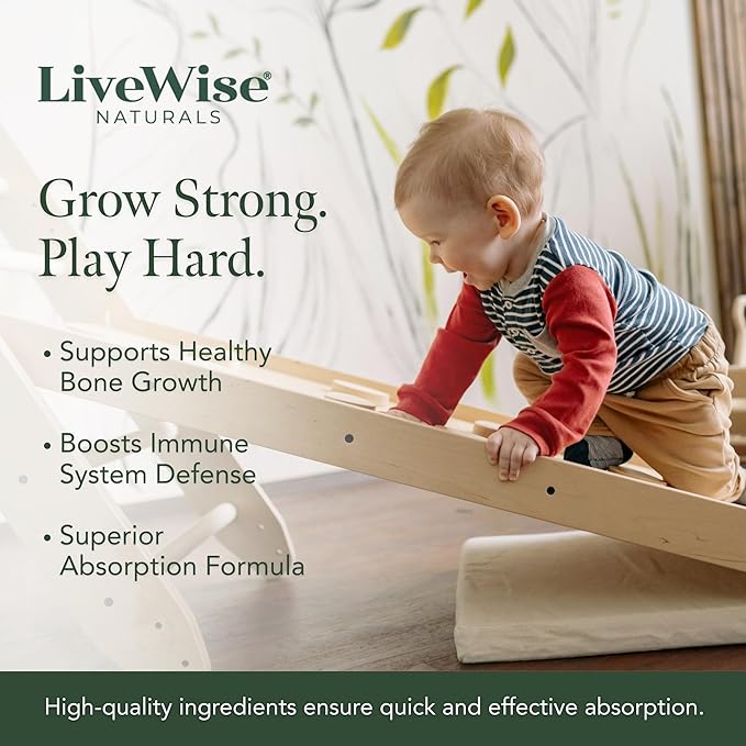 Live Wise Naturals Organic Vitamin D3 K2 Liquid Drops for Babies Concentrated Formulation 225 Servings (MK-7) Micro-Dose Dropper Gentle Daily Supplementation Early Development Precise Dosing