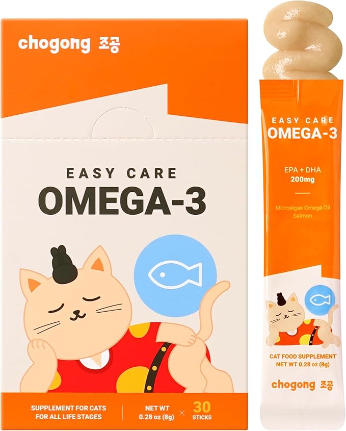 Cat Omega 3 Supplement – Lickable with EPA &amp DHA for Skin and Coat Immune &amp Joint Support – Daily for Cats Salmon Flavor 30 Tubes