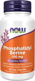 NOW Foods Supplements Phosphatidyl Serine 100 mg with Phospholipid compound derived from Soy Lecithin 60 Veg Capsules