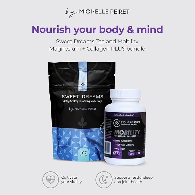 Wellness Bundle with Valerian Root Sweet Dreams Tea &amp Mobility Magnesium with Collagen Powder Capsules Natural Ingredients 60 Servings
