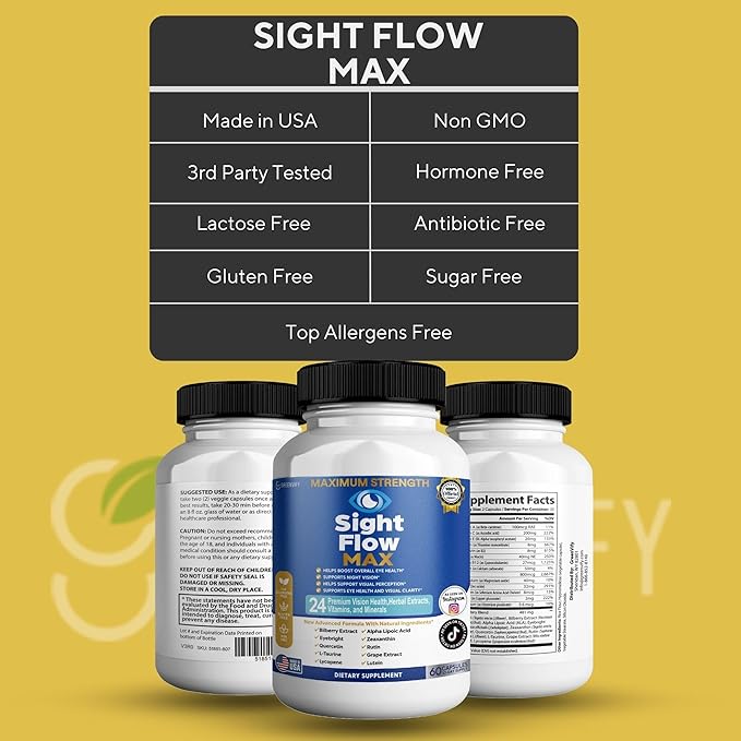 Sight Flow Max Eye Health Supplement 24 Premium Vision Herbal Extracts Vitamins and Minerals 60 Capsules (2)