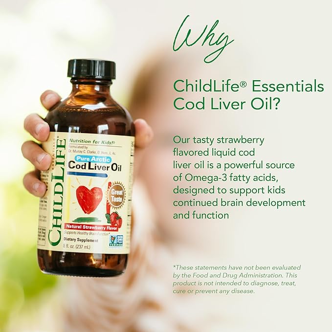CHILDLIFE ESSENTIALS Kids Multivitamin &amp Mineral + Cod Liver Oil - Liquid Vitamins for Baby Kids &amp Toddlers Arctic Cod Liver Oil Added DHA EPA Omega-3 Fatty Acids Non-GMO Gluten Free -