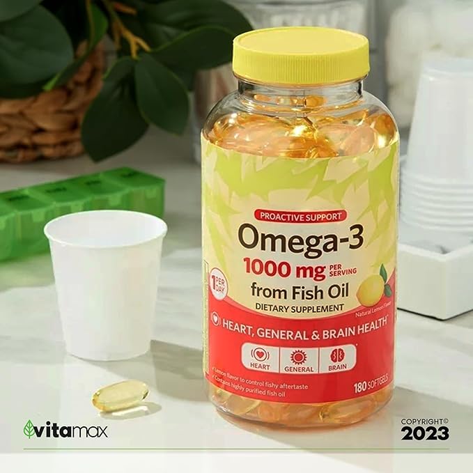 Spring Valley Omega-3 from Fish Oil 1000 mg Maximum Care 180 Count + Exclusive VitaMax Vitamin Guide (2 Items)